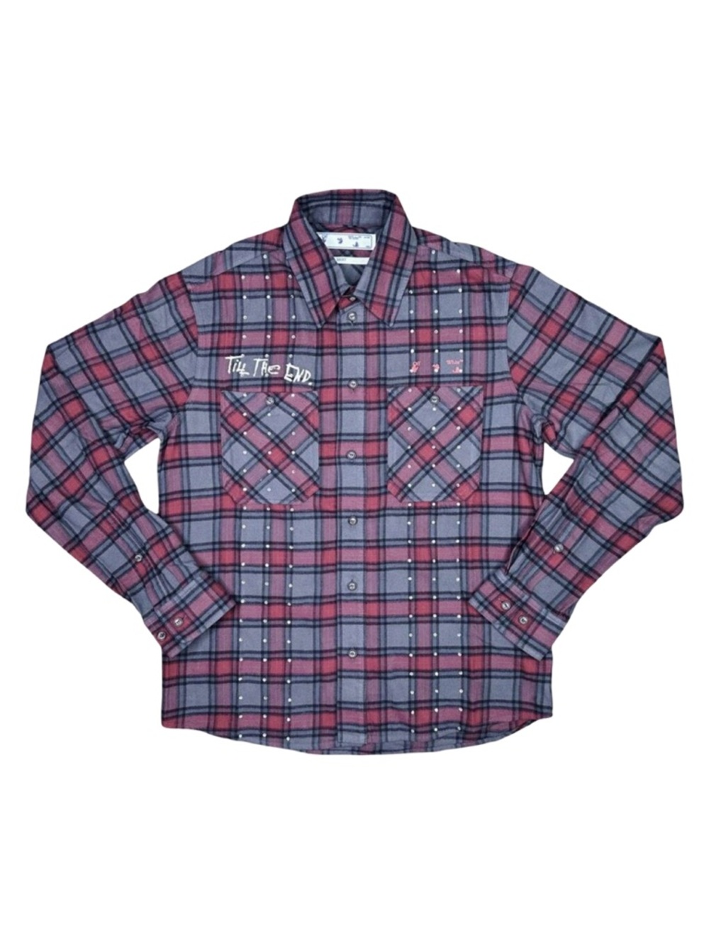 END. x Off-White Till The End Strass Flannel Shirt in Red - Size Small